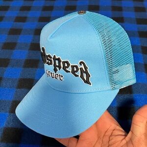 Blue Trucker Hat with Embroidered Logo